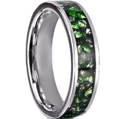 ***COI Tungsten Carbide Ring With Created Green Emerald-00547AA