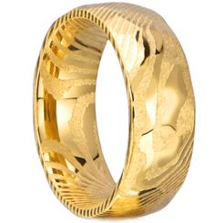 ***COI Tungsten Carbide Black/Gold Tone Damascus Dome Court Ring-00551AA