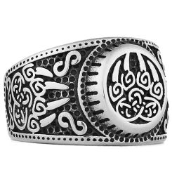***COI Titanium Black Silver Trinity Knots Celtic Ring-00564AA