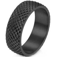 ***COI Black Titanium Faceted Ring-00571AA