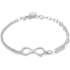 ***COI Titanium Gold Tone/Silver Infinity Bracelet With Cubic Zirconia and Steel Clasp(Length: 8.27 inches)-00638AA