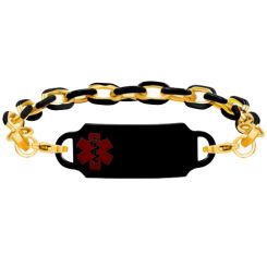 ***COI Titanium Black Gold Tone Medical Alert Bracelet With Steel Clasp(Length: 8.27 inches)-00641AA