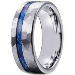 ***COI Titanium Hammered Ring With Meteorite-00652AA