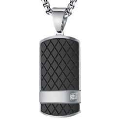 ***COI Titanium Black Gold Tone/Silver Pendant With Cubic Zirconia-00656AA
