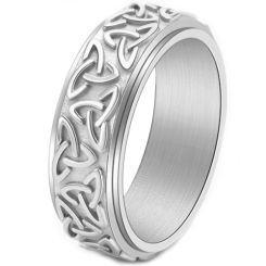 ***COI Titanium Black/Gold Tone/Silver Trinity Knots Step Edges Ring-00668AA