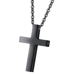***COI Titanium Black/Rose/Gold Tone/Silver Cross Pendant-00676AA
