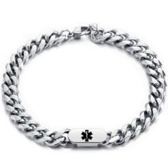 ***COI Titanium Medical Alert Bracelet With Steel Clasp(Length: 7.28 inches)-00684AA