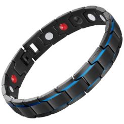 ***COI Titanium Black Blue Bracelet With Steel Clasp(Length: 8.27 inches)-00686AA