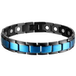 ***COI Titanium Black Blue Bracelet With Steel Clasp(Length: 8.46 inches)-00688AA