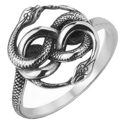 ***COI Titanium Black Silver Infinity Snake Ring-00693AA