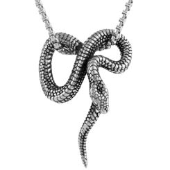 ***COI Titanium Black Silver Infinity Snake Pendant-00694AA