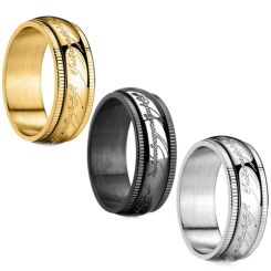 ***COI Titanium Black/Gold Tone/Silver Lord The Ring Rotating Ring-00700AA