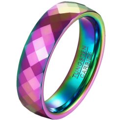 ***COI Tungsten Carbide Rainbow Color Faceted Ring-00710AA