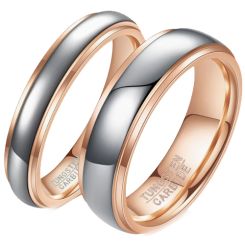 ***COI Tungsten Carbide Rose Silver Step Edges Ring-00712AA
