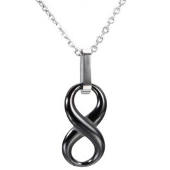 ***COI Titanium Black/White Ceramic Infinity Pendant-00718AA