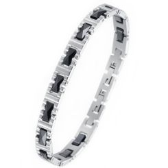 ***COI Titanium Black Ceramic Bracelet With Steel Clasp(Length: 7.48 inches)-00720AA