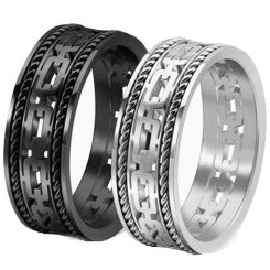 ***COI Titanium Black/Gold Tone/Silver Keychain Link Wire Ring-00748AA