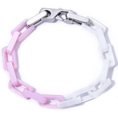 ***COI Titanium Pink & White Ceramic Bracelet With Steel Clasp(Length: 8.46 inches)-00755AA
