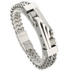 ***COI Titanium Black/Gold Tone/Silver Bracelet With Steel Clasp(Length: 8.27 inches)-00757AA