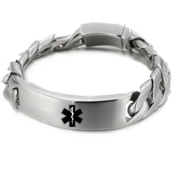 ***COI Titanium Gold Tone/Silver Medical Alert Bracelet With Steel Clasp(Length: 8.66 inches)-00758AA