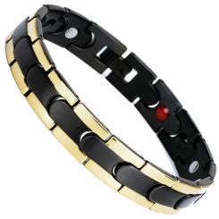 ***COI Titanium Black Gold Tone Bracelet With Steel Clasp(Length: 8.27 inches)-00761AA