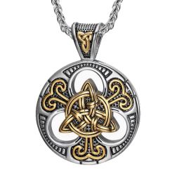 ***COI Titanium Black Gold Tone Silver Trinity Knots Celtic Pendant-00773AA