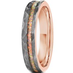 ***COI Tungsten Carbide Rose Silver Faceted Ring With Crushed Opal-00777AA