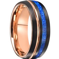***COI Tungsten Carbide Black Rose Offset Groove Ring With Crushed Opal-00788AA