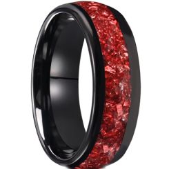 ***COI Black Tungsten Carbide Dome Court Ring With Created Red Ruby-00793AAA