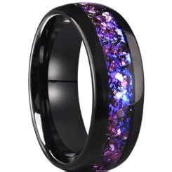 ***COI Black Tungsten Carbide Dome Court Ring With Amethyst & Created Blue Sapphire-00794AA