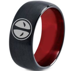 ***COI Titanium Black Red Dead Pool Beveled Edges Ring-00819AA