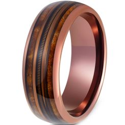 ***COI Tungsten Carbide Espresso Dome Court Ring With Wood & Wire-00823AA