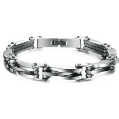 ***COI Titanium Black/Gold Tone Silver Bracelet With Steel Clasp(Length: 8.66 inches)-00825AA