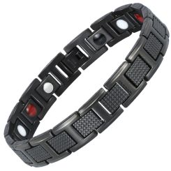 ***COI  Titanium Black/Gold Tone Bracelet With Steel Clasp(Length: 7.87 inches)-00826AA