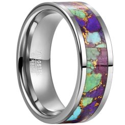 ***COI Tungsten Carbide Turquoise Ring With Gold Foil-00831AA