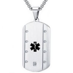 ***COI Titanium Medical Alert Pendant With Cubic Zirconia-00835AA