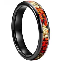 ***COI Black Titanium Dome Court Ring With Crushed Opal & Gold Foil-00847AA