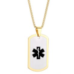 ***COI Titanium Black/Gold Tone/Rainbow Color Silver Medical Alert Pendant-00864AA