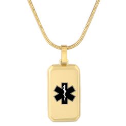 ***COI Titanium Black/Gold Tone/Silver Medical Alert Pendant-00866AA