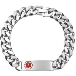 ***COI Titanium Medical Alert Bracelet With Steel Clasp(Length: 9.25 inches)-00878AA