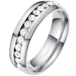 ***COI Titanium Gold Tone/Silver Dome Court Ring With Cubic Zirconia-00904A