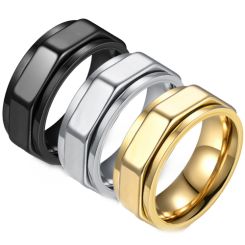 ***COI Titanium Black/Gold Tone/Silver Rotating Ring-00905A