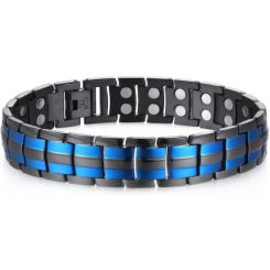 ***COI Titanium Black Blue Bracelet With Steel Clasp(Length: 8.27 inches)-00908A