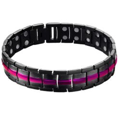***COI Titanium Black Purple Bracelet With Steel Clasp(Length: 8.27 inches)-00916A