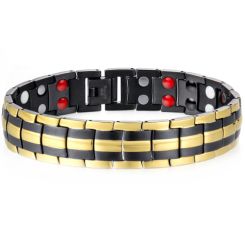 ***COI Titanium Black Gold Tone Bracelet With Steel Clasp(Length: 8.27 inches)-00917A