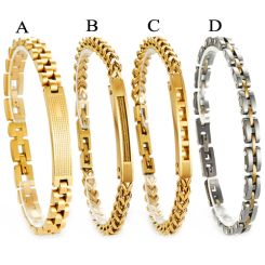***COI Titanium Gold Tone/Silver Bracelet With Steel Clasp(Length: 8.27 inches)-00933AA
