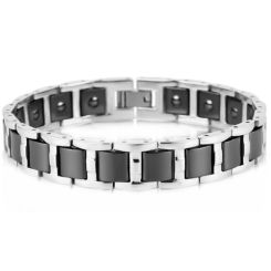 ***COI Titanium Black Ceramic Bracelet With Steel Clasp(Length: 8.07 inches)-00937AA