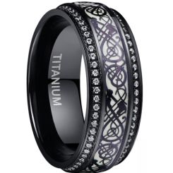 ***COI Black Titanium Dragon Ring With Cubic Zirconia-00942AA
