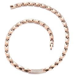 ***COI Titanium Gold Tone/Rose/Silver Necklace With Cubic Zirconia & Steel Clasp(Length: 19.68 inches)-00969AA