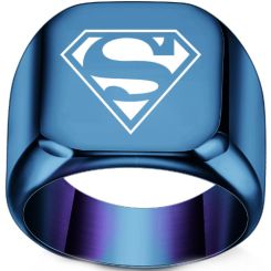 ***COI Titanium Black/Gold Tone/Blue/Silver Super Man Ring-00980AA